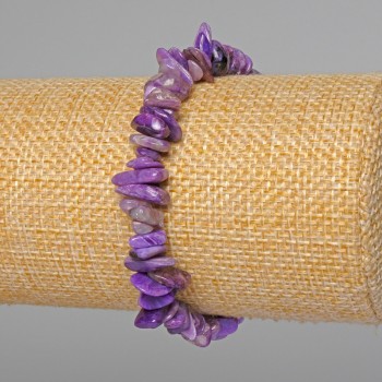 Bracciale in charoite con granuli naturali, diametro 8x2 mm, lunghezza 18 cm +/- (elasticizzato)