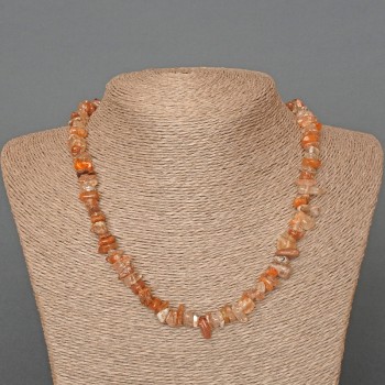 Collana di quarzo rutilato con filamenti, granuli di pietra naturale, diametro circa 8×3 mm, lunghezza 46 cm