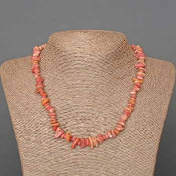 Collana di rodonite, granuli naturali, diametro 8x3 mm, lunghezza 47 cm ±