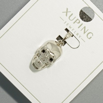Ciondolo teschio Xuping, diametro 9×16 mm ±, lunghezza 23 mm ±, rodiato