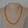 Collana in pietersite giallo, pietersite naturale, grani lisci, diametro circa 6,5 mm, lunghezza circa 48 cm