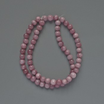 Perline di kunzite artificiale, sfere lisce, diametro 6 mm ±, lunghezza 39 cm ± su filo