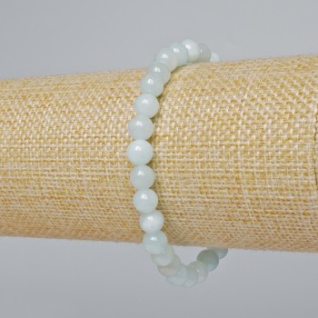 Bracciale Acquamarina in acrilico sintetico — palline lisce, diametro 6 mm, lunghezza 18 cm +/- (elastico)