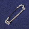 Spilla-fermaglio con strass bianchi e camaleonte rosa, metallo argentato 69x19mm+