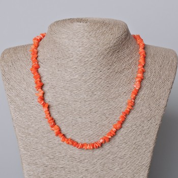 Collana di corallo arancione naturale, granuli, diametro 6×4 mm ±, lunghezza 45–47 cm ±
