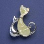 Spilla-ciondolo «Gattini» madreperla colore argento 35x28mm+