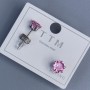 Orecchini a perno Xuping con pietra rosa da 6 mm ± rodio