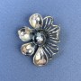 Spilla Fiore con perla nera, metallo argentato 31×39 mm+