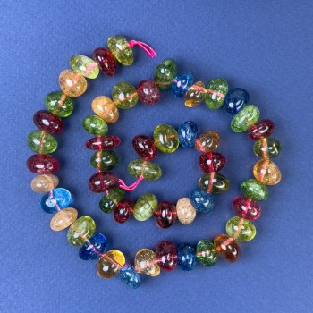 Perle assortite di pietre naturali sfaccettate 12×8-10 mm ± su filo, lunghezza circa 40 cm+