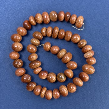 Perle Avventurina Sabbia Dorata, taglio levigato 12×8 mm, su filo, lunghezza circa 40 cm