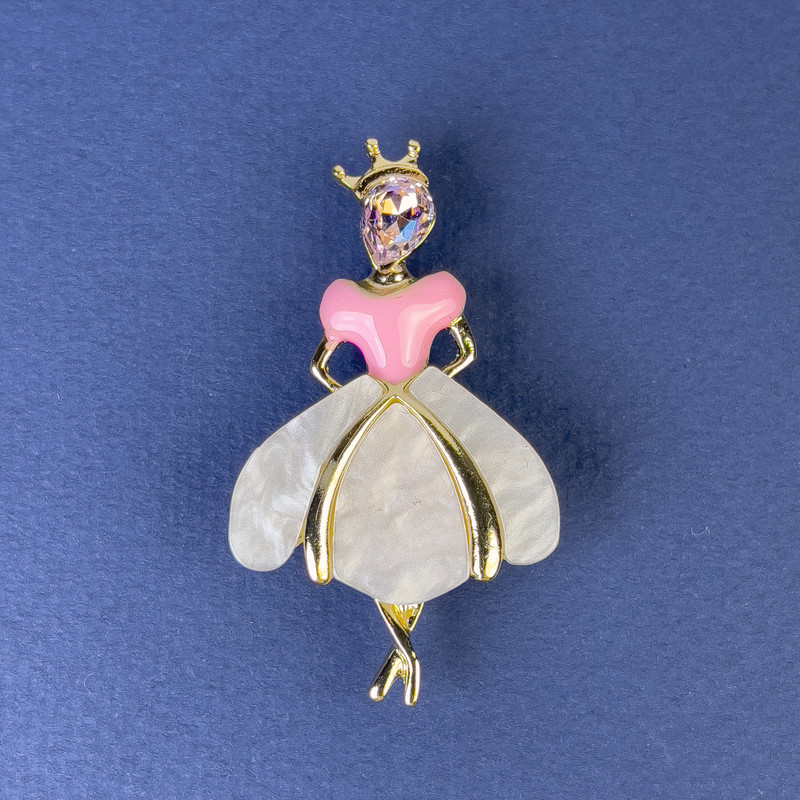 Spilla-pendente Principessa con cristallo rosa