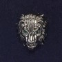 Spilla Leone con strass verdi e metallo argentato, diametro 28×22 mm +