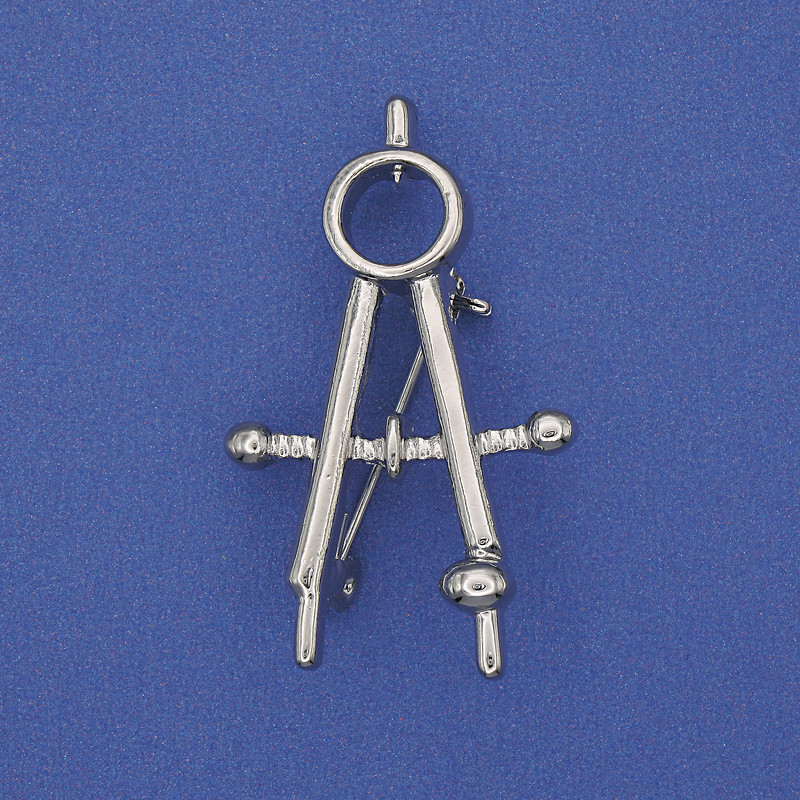 Spilla «Compasso» metallo argentato 41×24 mm+