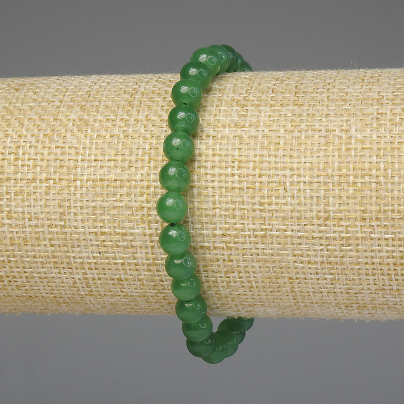 Bracciale in crisolpraso con perle lisce da 6 mm ±, lunghezza 18 cm ±, elastico