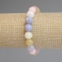Bracciale Morganite a palline lisce da 10 mm ±, lunghezza 18 cm ± elastico