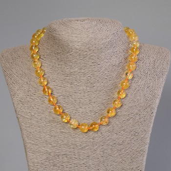 Collana di citrino a sfere lisce, diametro 10 mm ±, lunghezza 50 cm ± con chiusura