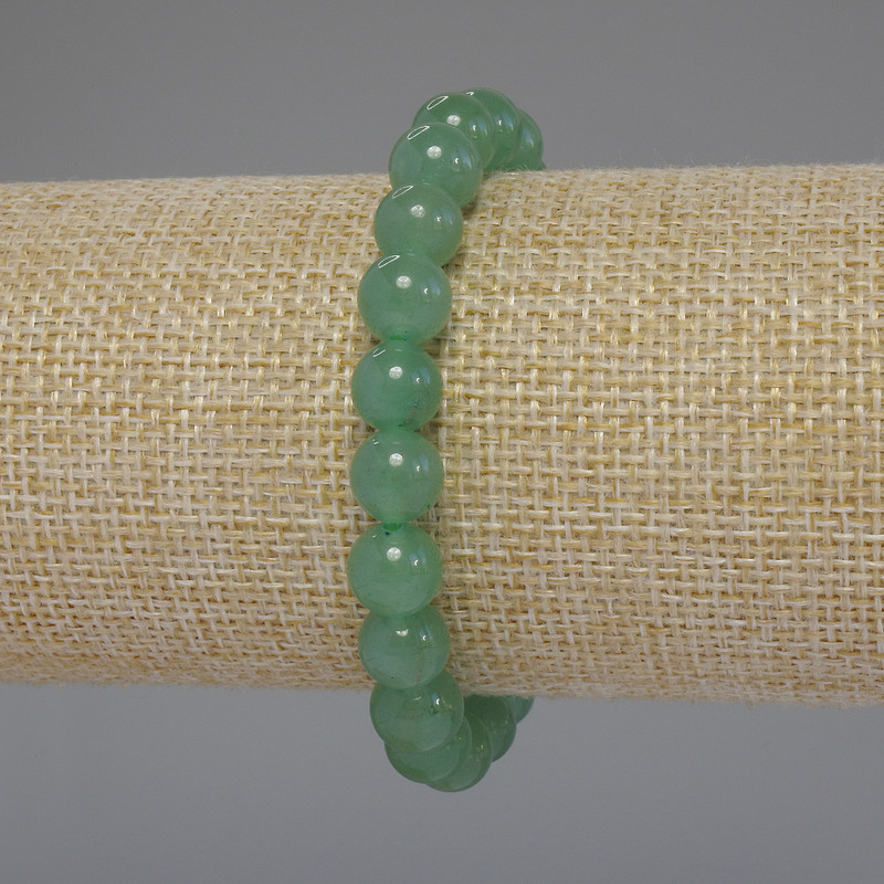 Bracciale in giada con sfere lisce, diametro 8 mm ±, lunghezza 18 cm elastico