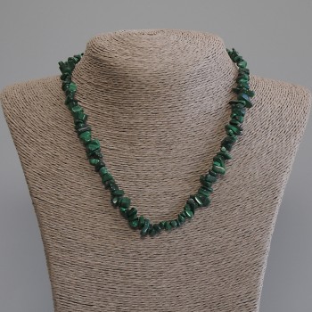 Collana di granuli di malachite, diametro 6-11×3-6 mm, lunghezza 45 cm ±