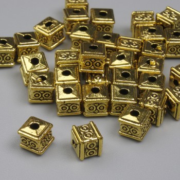 Componentistica per gioielli - Perla-inserto dorata, colore metallo dorato, diametro 5x5 mm +/- foro Ø 1,5 mm +/- confezione 20 g (~36 pezzi)