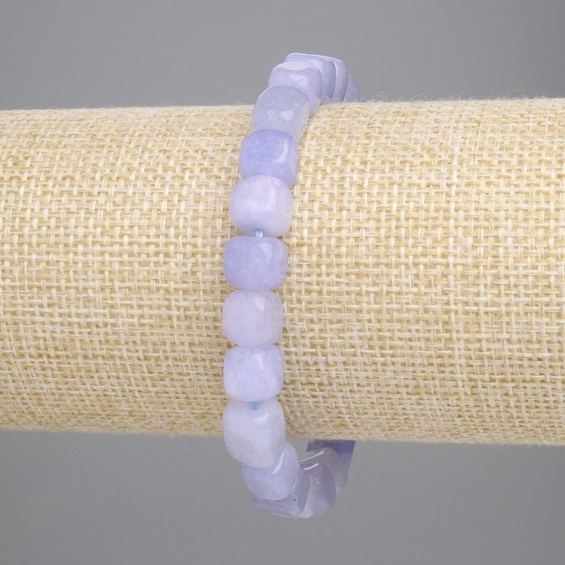 Bracciale in acquamarina a cubi, diametro 7,5×7,5 mm, lunghezza 18 cm, elastico