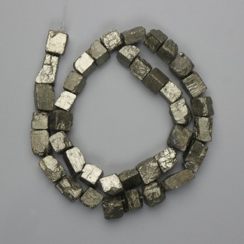 Perle di Pirite naturali sfaccettate non lavorate, diametro circa 4–12×7–11 mm, lunghezza circa 38 cm ± su filo