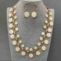 Set di collana e orecchini con smalto bianco, lunghezza 48 cm+