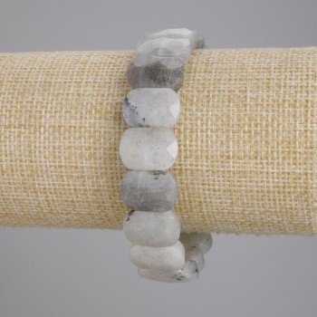 Bracciale in labradorite con maglie sfaccettate, diametro 15×11 mm ±, lunghezza 18 cm ±, elastico