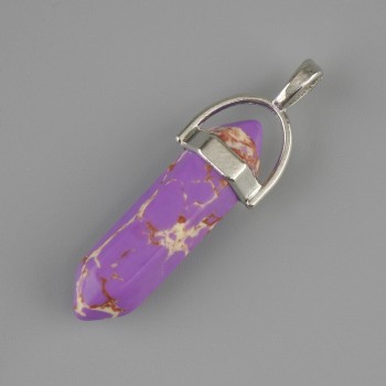 Ciondolo in varisite, cristallo esagonale 30×8×41 mm+