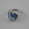 Anello con haliotite a forma di cuore 13×13 mm ±, metallo di colore argento