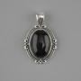 Pendente in agata nera 34×21 mm ± metallo argentato