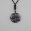 Pendente Albero della Vita Fluorite, diametro 36mm+- su cordino nero regolabile, lunghezza 78cm+