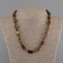 Collana Occhio di Tigre burattato barretta 11-12x7-8mm+- sfera 6mm+-, lunghezza 45cm+- con chiusura