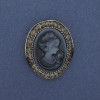 Spilla pendente Cammeo Dama strass metallo argentato 43x38mm +