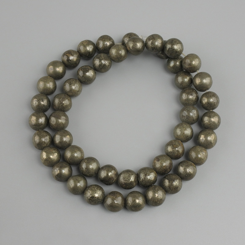 Perline Pirite sfera liscia, diametro 8,5mm+-, lunghezza 38cm +