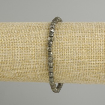 Bracciale in pirite sfaccettata, cubo 4x4 mm, lunghezza circa 18 cm, elastico