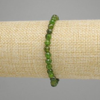 Bracciale Diopside sfera sfaccettata, diametro 5mm ca., lunghezza 18cm ca. elastico