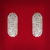 ( 45x25 mm ) Orecchini femminili bianchi con strass, metallo chiaro, da matrimonio e da sera, orecchini a perno, ovali allungati, grandi