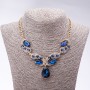 Collana serale con cristalli blu «Gocce Preziose», lunghezza 42-49 cm