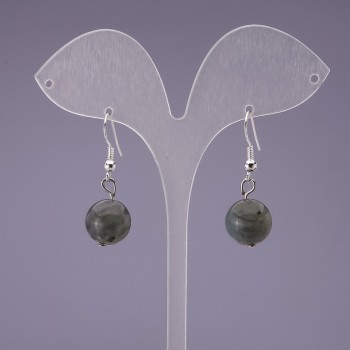 Orecchini in labradorite naturale, pallina, diametro 14 mm