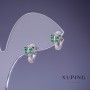 Orecchini Xuping Farfalle con strass verdi 10×7 mm rodio