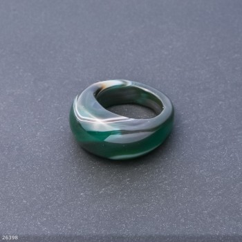 Anello in agata verde naturale, altezza 6,5–15 mm, larghezza 4–8 mm, diametro 19 mm