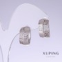 Orecchini Xuping con strass bianchi, lunghezza 17 mm, spessore 9 mm, rodio