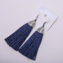 Orecchini con nappine «Almina» blu scuro, lunghezza 10 cm