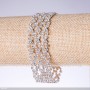 Bracciale con strass bianco, larghezza 22 mm, lunghezza 19 cm, base argentata