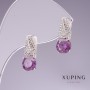 Orecchini Xuping con zirconi viola, 17×7 mm, rodiati