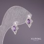 Orecchini Xuping rodiati con pietre viola 15x10 mm