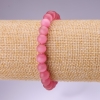 Bracciale rosa Occhio di gatto, perline lisce da 8 mm, lunghezza 18 cm, elastico