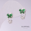 Orecchini Xuping «Farfalle» con pietre verdi 15x9 mm rodio