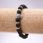 Bracciale elastico in shungite (artificiale) «cranio», diametro 8 mm, lunghezza 18 cm +
