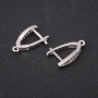 Ganci per orecchini con strass, 19×4 mm, metallo argentato, prezzo per paio